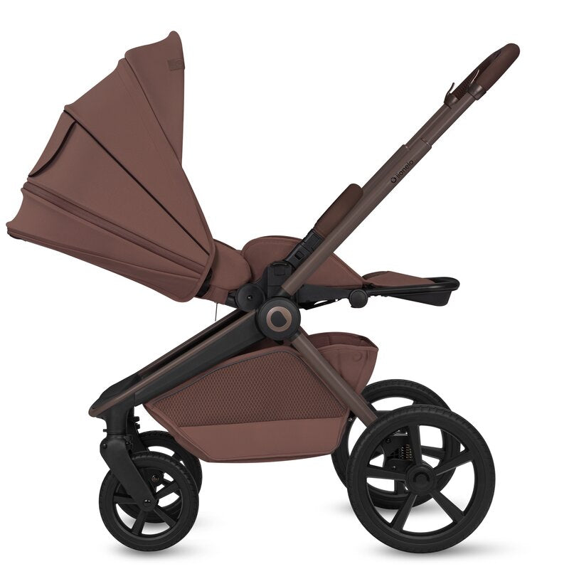 Carucior 3 in 1, Lionelo, Freya, Cu scoica ADAC, Landou si salteluta ventilate, Pliabil, Reglare spatar in 3 pozitii, Suport de picioare in 4 pozitii, Maner reglabil in 3 pozitii, Sustine 22 kg, Cu accesorii, 0 luni+, Maro