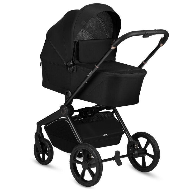 Carucior 3 in 1, Lionelo, Freya, Cu scoica ADAC, Landou si salteluta ventilate, Pliabil, Reglare spatar in 3 pozitii, Suport de picioare in 4 pozitii, Maner reglabil in 3 pozitii, Sustine 22 kg, Cu accesorii, 0 luni+, Negru