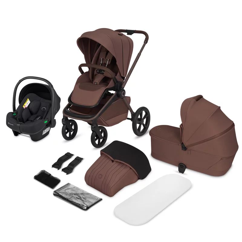 Carucior 3 in 1, Lionelo, Freya, Cu scoica ADAC, Landou si salteluta ventilate, Pliabil, Reglare spatar in 3 pozitii, Suport de picioare in 4 pozitii, Maner reglabil in 3 pozitii, Sustine 22 kg, Cu accesorii, 0 luni+, Maro