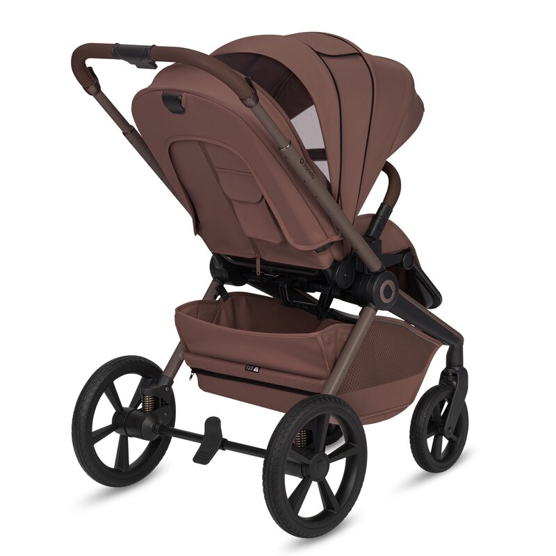 Carucior 3 in 1, Lionelo, Freya, Cu scoica ADAC, Landou si salteluta ventilate, Pliabil, Reglare spatar in 3 pozitii, Suport de picioare in 4 pozitii, Maner reglabil in 3 pozitii, Sustine 22 kg, Cu accesorii, 0 luni+, Maro