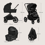 Carucior 3 in 1, Lionelo, Freya, Cu scoica ADAC, Landou si salteluta ventilate, Pliabil, Reglare spatar in 3 pozitii, Suport de picioare in 4 pozitii, Maner reglabil in 3 pozitii, Sustine 22 kg, Cu accesorii, 0 luni+, Negru