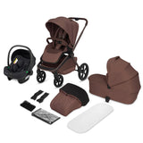 Carucior 3 in 1, Lionelo, Freya, Cu scoica ADAC, Landou si salteluta ventilate, Pliabil, Reglare spatar in 3 pozitii, Suport de picioare in 4 pozitii, Maner reglabil in 3 pozitii, Sustine 22 kg, Cu accesorii, 0 luni+, Maro