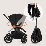 Carucior 3 in 1, Lionelo, Freya, Cu scoica ADAC, Landou si salteluta ventilate, Pliabil, Reglare spatar in 3 pozitii, Suport de picioare in 4 pozitii, Maner reglabil in 3 pozitii, Sustine 22 kg, Cu accesorii, 0 luni+, Negru