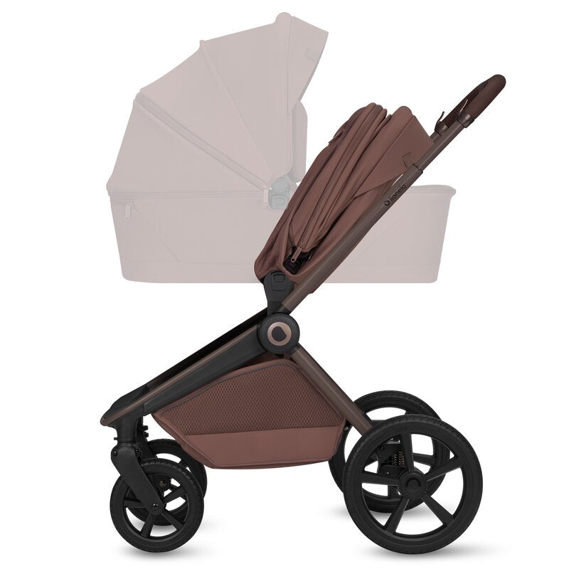 Carucior 3 in 1, Lionelo, Freya, Cu scoica ADAC, Landou si salteluta ventilate, Pliabil, Reglare spatar in 3 pozitii, Suport de picioare in 4 pozitii, Maner reglabil in 3 pozitii, Sustine 22 kg, Cu accesorii, 0 luni+, Maro