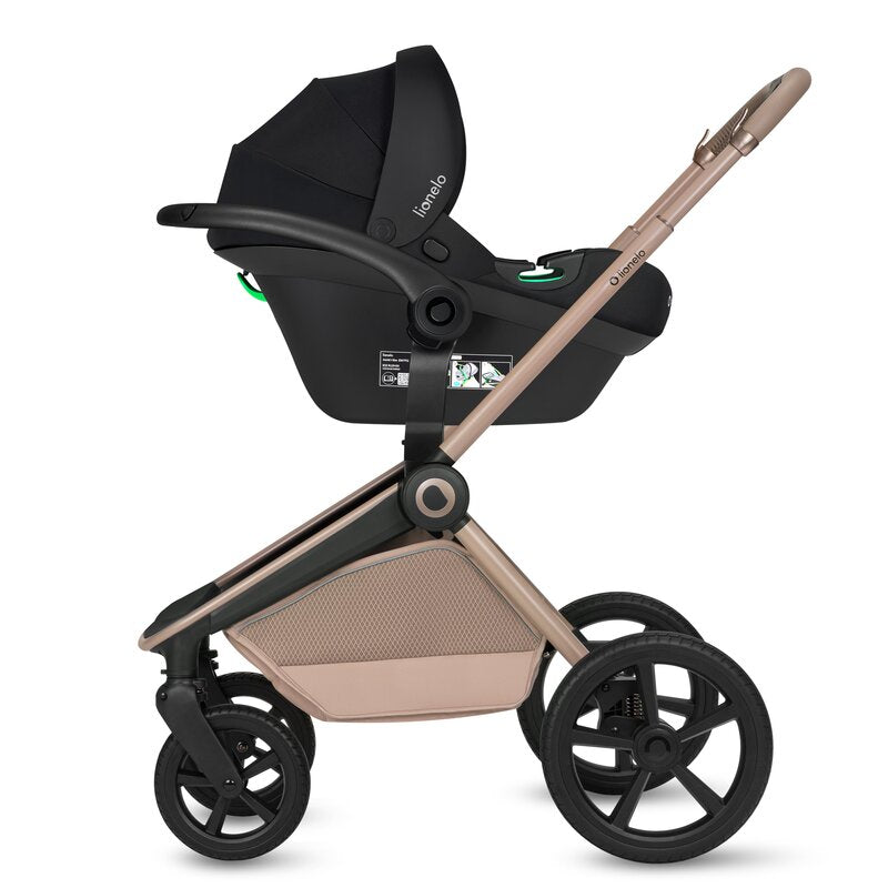 Carucior 3 in 1, Lionelo, Freya, Cu scoica ADAC, Landou si salteluta ventilate, Pliabil, Reglare spatar in 3 pozitii, Suport de picioare in 4 pozitii, Maner reglabil in 3 pozitii, Sustine 22 kg, Cu accesorii, 0 luni+, Bej