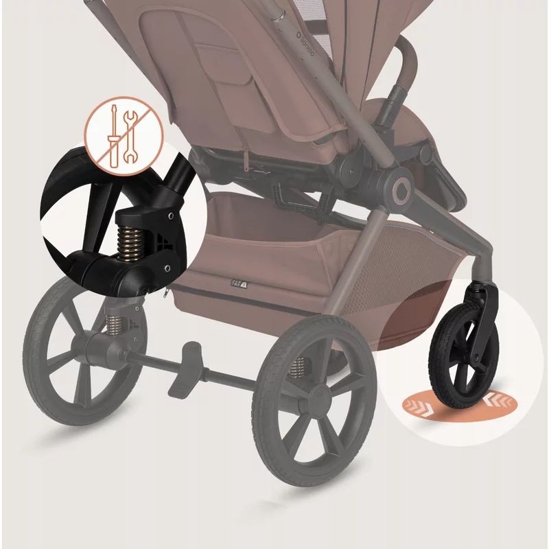 Carucior 3 in 1, Lionelo, Freya, Cu scoica ADAC, Landou si salteluta ventilate, Pliabil, Reglare spatar in 3 pozitii, Suport de picioare in 4 pozitii, Maner reglabil in 3 pozitii, Sustine 22 kg, Cu accesorii, 0 luni+, Maro