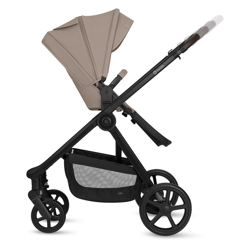 Carucior 3 in 1, Lionelo, Greet, Pana la 15 kg, Cadru aluminiu, Cu landou si salteluta moale, Cu scoica auto, Reversibil, Cu accesorii, Maner, suport pentru picioare, spatar reglabile, Bej