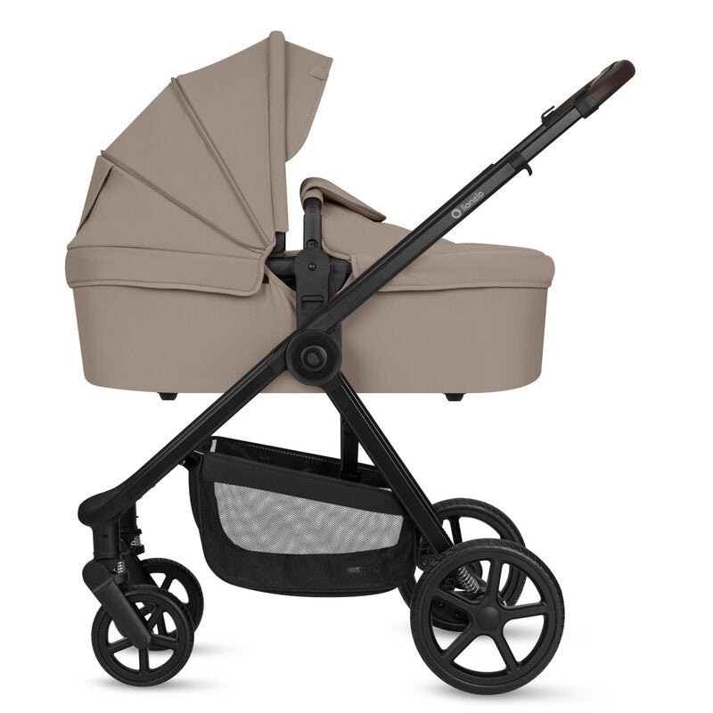 Carucior 3 in 1, Lionelo, Greet, Pana la 15 kg, Cadru aluminiu, Cu landou si salteluta moale, Cu scoica auto, Reversibil, Cu accesorii, Maner, suport pentru picioare, spatar reglabile, Bej