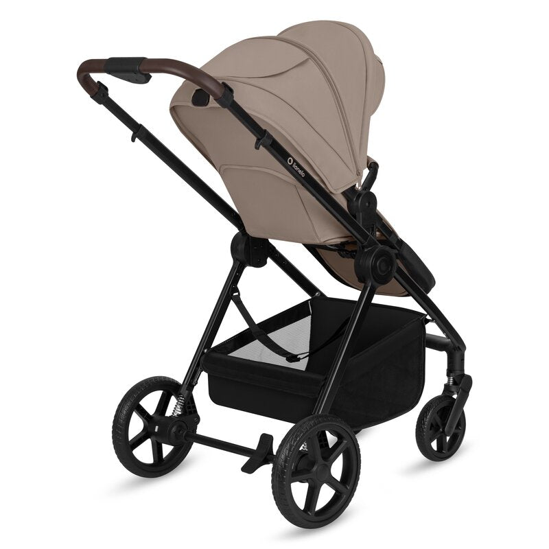 Carucior 3 in 1, Lionelo, Greet, Pana la 15 kg, Cadru aluminiu, Cu landou si salteluta moale, Cu scoica auto, Reversibil, Cu accesorii, Maner, suport pentru picioare, spatar reglabile, Bej