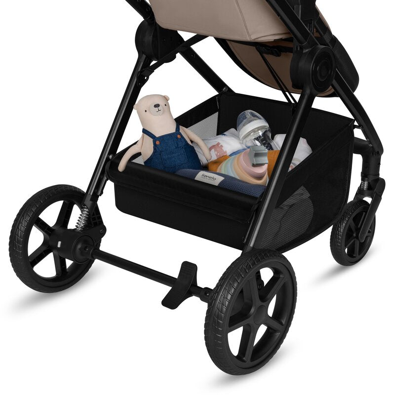 Carucior 3 in 1, Lionelo, Greet, Pana la 15 kg, Cadru aluminiu, Cu landou si salteluta moale, Cu scoica auto, Reversibil, Cu accesorii, Maner, suport pentru picioare, spatar reglabile, Bej