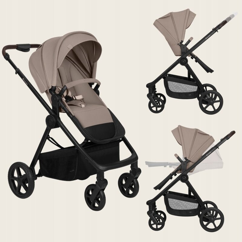 Carucior 3 in 1, Lionelo, Greet, Pana la 15 kg, Cadru aluminiu, Cu landou si salteluta moale, Cu scoica auto, Reversibil, Cu accesorii, Maner, suport pentru picioare, spatar reglabile, Bej