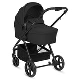 Carucior 3 in 1, Lionelo, Greet, Pana la 15 kg, Cadru aluminiu, Cu landou si salteluta moale, Cu scoica auto, Reversibil, Cu accesorii, Maner, suport pentru picioare, spatar reglabile, Negru