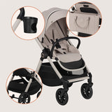 Carucior 3 in 1, Lionelo, Layla, Pana la 22 kg, Cadru aluminiu, Cu landou intarit si salteluta din spuma AirDots, Cu scoica auto testata ADAC, Reversibil, Cu ventilatie 3D, Cu accesorii, EN1888-1, EN1888-2, EN1466, Bej