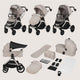 Carucior 3 in 1, Lionelo, Layla, Pana la 22 kg, Cadru aluminiu, Cu landou intarit si salteluta din spuma AirDots, Cu scoica auto testata ADAC, Reversibil, Cu ventilatie 3D, Cu accesorii, EN1888-1, EN1888-2, EN1466, Bej