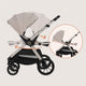 Carucior 3 in 1, Lionelo, Layla, Pana la 22 kg, Cadru aluminiu, Cu landou intarit si salteluta din spuma AirDots, Cu scoica auto testata ADAC, Reversibil, Cu ventilatie 3D, Cu accesorii, EN1888-1, EN1888-2, EN1466, Bej