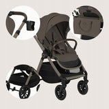 Carucior 3 in 1, Lionelo, Layla, Pana la 22 kg, Cadru aluminiu, Cu landou intarit si salteluta din spuma AirDots, Cu scoica auto testata ADAC, Reversibil, Cu ventilatie 3D, Cu accesorii, EN1888-1, EN1888-2, EN1466, Bej Taupe