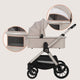Carucior 3 in 1, Lionelo, Layla, Pana la 22 kg, Cadru aluminiu, Cu landou intarit si salteluta din spuma AirDots, Cu scoica auto testata ADAC, Reversibil, Cu ventilatie 3D, Cu accesorii, EN1888-1, EN1888-2, EN1466, Bej