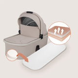 Carucior 3 in 1, Lionelo, Layla, Pana la 22 kg, Cadru aluminiu, Cu landou intarit si salteluta din spuma AirDots, Cu scoica auto testata ADAC, Reversibil, Cu ventilatie 3D, Cu accesorii, EN1888-1, EN1888-2, EN1466, Bej