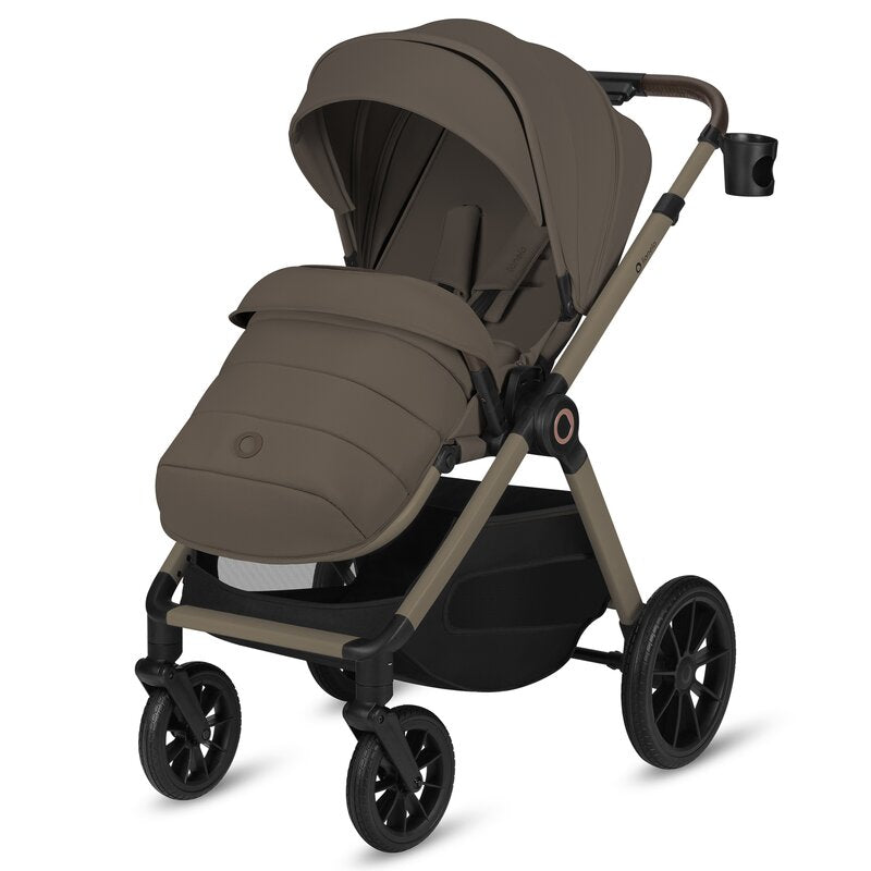 Carucior 3 in 1, Lionelo, Layla, Pana la 22 kg, Cadru aluminiu, Cu landou intarit si salteluta din spuma AirDots, Cu scoica auto testata ADAC, Reversibil, Cu ventilatie 3D, Cu accesorii, EN1888-1, EN1888-2, EN1466, Bej Taupe