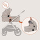 Carucior 3 in 1, Lionelo, Layla, Pana la 22 kg, Cadru aluminiu, Cu landou intarit si salteluta din spuma AirDots, Cu scoica auto testata ADAC, Reversibil, Cu ventilatie 3D, Cu accesorii, EN1888-1, EN1888-2, EN1466, Bej