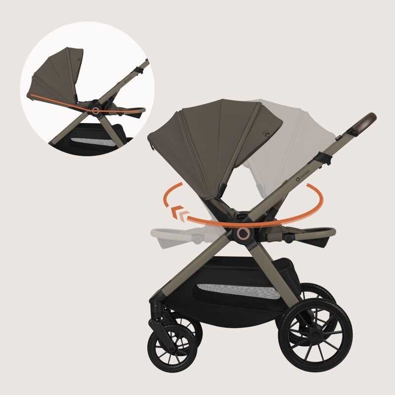 Carucior 3 in 1, Lionelo, Layla, Pana la 22 kg, Cadru aluminiu, Cu landou intarit si salteluta din spuma AirDots, Cu scoica auto testata ADAC, Reversibil, Cu ventilatie 3D, Cu accesorii, EN1888-1, EN1888-2, EN1466, Bej Taupe