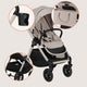 Carucior 3 in 1, Lionelo, Layla, Pana la 22 kg, Cadru aluminiu, Cu landou intarit si salteluta din spuma AirDots, Cu scoica auto testata ADAC, Reversibil, Cu ventilatie 3D, Cu accesorii, EN1888-1, EN1888-2, EN1466, Bej