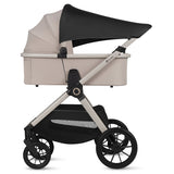 Carucior 3 in 1, Lionelo, Layla, Pana la 22 kg, Cadru aluminiu, Cu landou intarit si salteluta din spuma AirDots, Cu scoica auto testata ADAC, Reversibil, Cu ventilatie 3D, Cu accesorii, EN1888-1, EN1888-2, EN1466, Bej