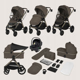Carucior 3 in 1, Lionelo, Layla, Pana la 22 kg, Cadru aluminiu, Cu landou intarit si salteluta din spuma AirDots, Cu scoica auto testata ADAC, Reversibil, Cu ventilatie 3D, Cu accesorii, EN1888-1, EN1888-2, EN1466, Bej Taupe