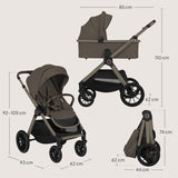 Carucior 3 in 1, Lionelo, Layla, Pana la 22 kg, Cadru aluminiu, Cu landou intarit si salteluta din spuma AirDots, Cu scoica auto testata ADAC, Reversibil, Cu ventilatie 3D, Cu accesorii, EN1888-1, EN1888-2, EN1466, Bej Taupe