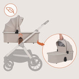 Carucior 3 in 1, Lionelo, Layla, Pana la 22 kg, Cadru aluminiu, Cu landou intarit si salteluta din spuma AirDots, Cu scoica auto testata ADAC, Reversibil, Cu ventilatie 3D, Cu accesorii, EN1888-1, EN1888-2, EN1466, Bej