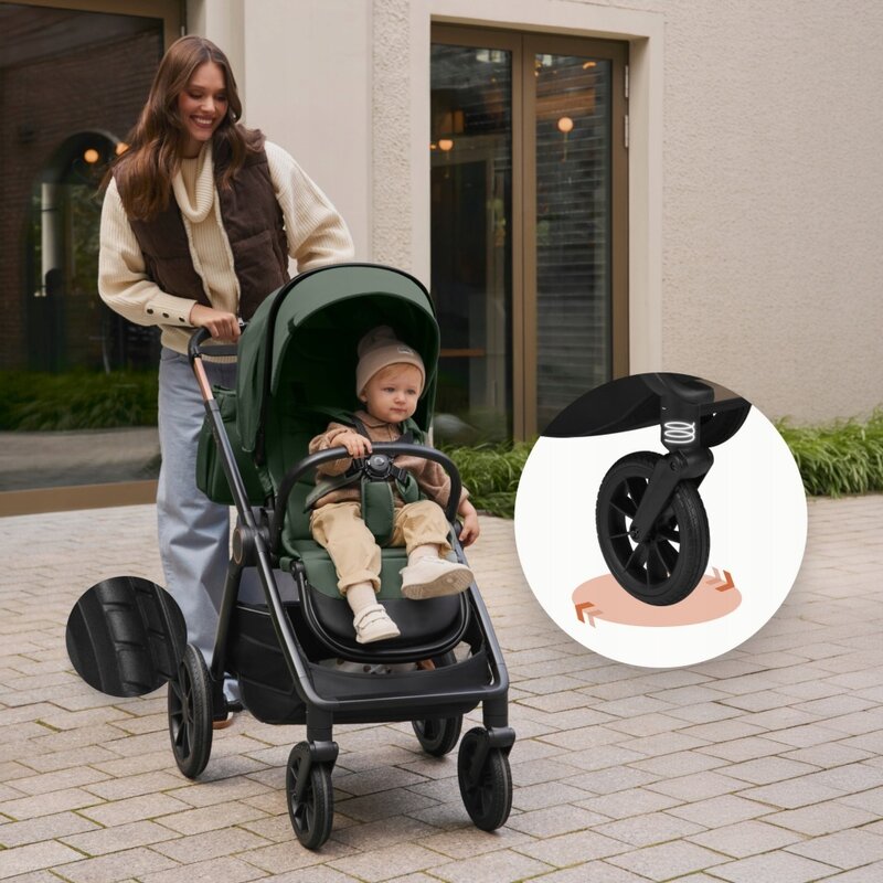 Carucior 3 in 1, Lionelo, Layla, Pana la 22 kg, Cadru aluminiu, Cu landou intarit si salteluta din spuma AirDots, Cu scoica auto testata ADAC, Reversibil, Cu ventilatie 3D, Cu accesorii, EN1888-1, EN1888-2, EN1466, Bej Taupe