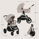 Carucior 3 in 1, Lionelo, Layla, Pana la 22 kg, Cadru aluminiu, Cu landou intarit si salteluta din spuma AirDots, Cu scoica auto testata ADAC, Reversibil, Cu ventilatie 3D, Cu accesorii, EN1888-1, EN1888-2, EN1466, Bej