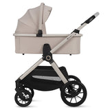 Carucior 3 in 1, Lionelo, Layla, Pana la 22 kg, Cadru aluminiu, Cu landou intarit si salteluta din spuma AirDots, Cu scoica auto testata ADAC, Reversibil, Cu ventilatie 3D, Cu accesorii, EN1888-1, EN1888-2, EN1466, Bej