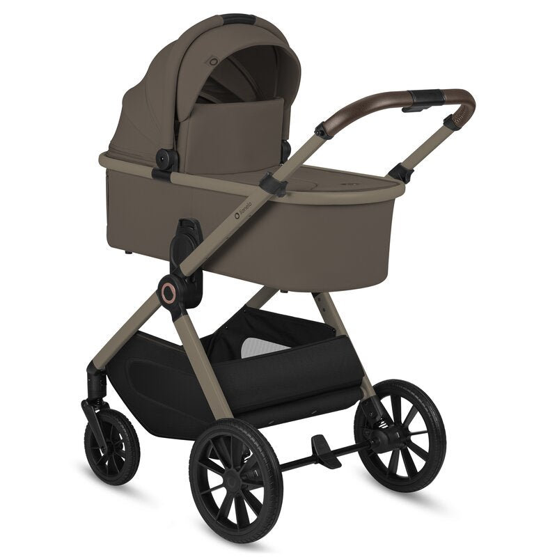 Carucior 3 in 1, Lionelo, Layla, Pana la 22 kg, Cadru aluminiu, Cu landou intarit si salteluta din spuma AirDots, Cu scoica auto testata ADAC, Reversibil, Cu ventilatie 3D, Cu accesorii, EN1888-1, EN1888-2, EN1466, Bej Taupe