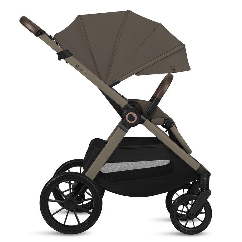 Carucior 3 in 1, Lionelo, Layla, Pana la 22 kg, Cadru aluminiu, Cu landou intarit si salteluta din spuma AirDots, Cu scoica auto testata ADAC, Reversibil, Cu ventilatie 3D, Cu accesorii, EN1888-1, EN1888-2, EN1466, Bej Taupe