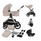 Carucior 3 in 1, Lionelo, Layla, Pana la 22 kg, Cadru aluminiu, Cu landou intarit si salteluta din spuma AirDots, Cu scoica auto testata ADAC, Reversibil, Cu ventilatie 3D, Cu accesorii, EN1888-1, EN1888-2, EN1466, Bej