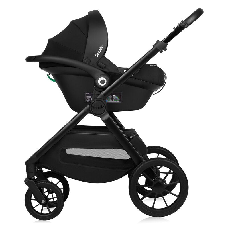 Carucior 3 in 1, Lionelo, Layla, Pana la 22 kg, Cadru aluminiu, Cu landou intarit si salteluta din spuma AirDots, Cu scoica auto testata ADAC, Reversibil, Cu ventilatie 3D, Cu accesorii, EN1888-1, EN1888-2, EN1466, Negru - gogobaby.ro