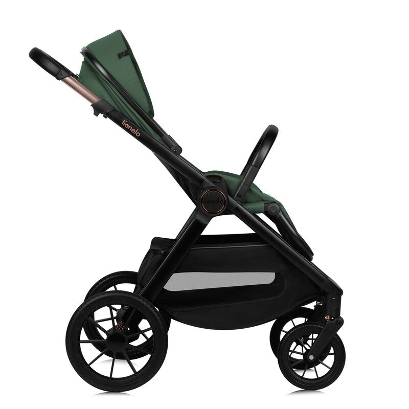 Carucior 3 in 1, Lionelo, Layla, Pana la 22 kg, Cadru aluminiu, Cu landou intarit si salteluta din spuma AirDots, Cu scoica auto testata ADAC, Reversibil, Cu ventilatie 3D, Cu accesorii, EN1888-1, EN1888-2, EN1466, Verde