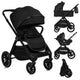 Carucior 3 in 1, Lionelo, Layla, Pana la 22 kg, Cadru aluminiu, Cu landou intarit si salteluta din spuma AirDots, Cu scoica auto testata ADAC, Reversibil, Cu ventilatie 3D, Cu accesorii, EN1888-1, EN1888-2, EN1466, Negru