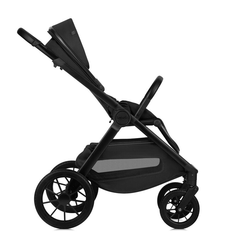 Carucior 3 in 1, Lionelo, Layla, Pana la 22 kg, Cadru aluminiu, Cu landou intarit si salteluta din spuma AirDots, Cu scoica auto testata ADAC, Reversibil, Cu ventilatie 3D, Cu accesorii, EN1888-1, EN1888-2, EN1466, Negru