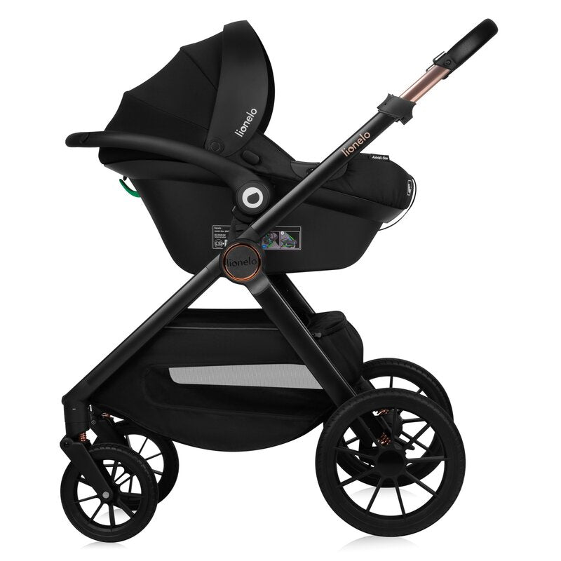 Carucior 3 in 1, Lionelo, Layla, Pana la 22 kg, Cadru aluminiu, Cu landou intarit si salteluta din spuma AirDots, Cu scoica auto testata ADAC, Reversibil, Cu ventilatie 3D, Cu accesorii, EN1888-1, EN1888-2, EN1466, Verde