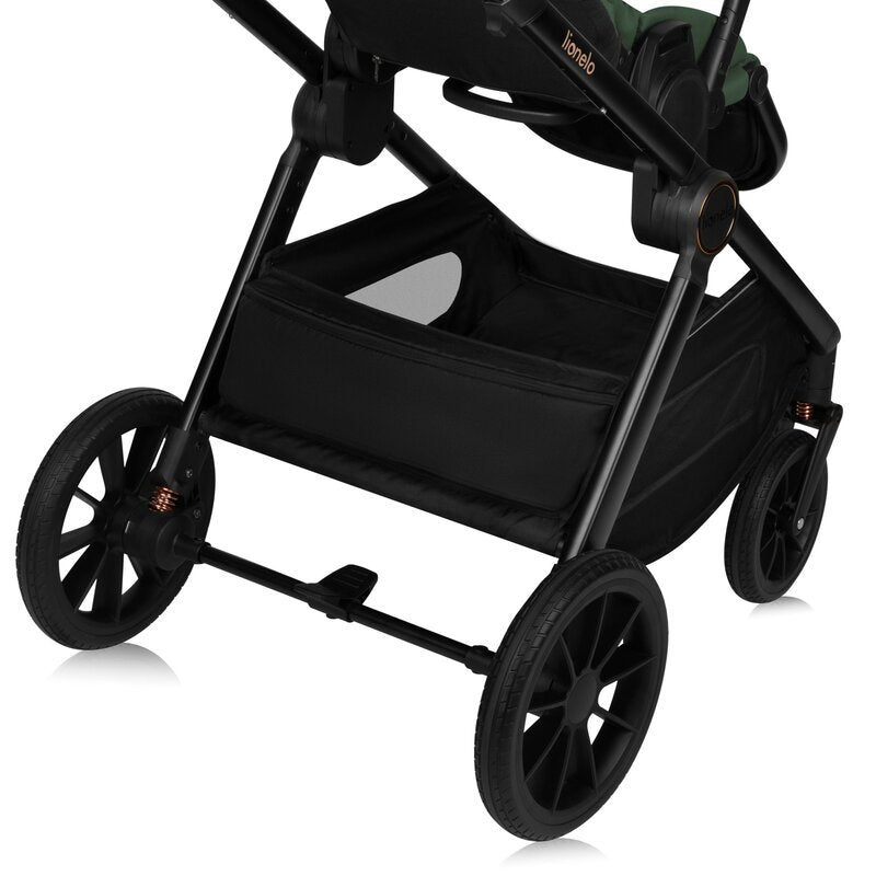 Carucior 3 in 1, Lionelo, Layla, Pana la 22 kg, Cadru aluminiu, Cu landou intarit si salteluta din spuma AirDots, Cu scoica auto testata ADAC, Reversibil, Cu ventilatie 3D, Cu accesorii, EN1888-1, EN1888-2, EN1466, Verde