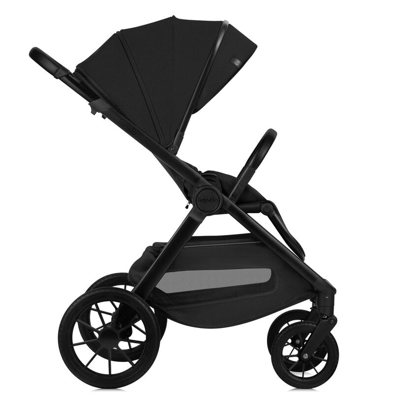 Carucior 3 in 1, Lionelo, Layla, Pana la 22 kg, Cadru aluminiu, Cu landou intarit si salteluta din spuma AirDots, Cu scoica auto testata ADAC, Reversibil, Cu ventilatie 3D, Cu accesorii, EN1888-1, EN1888-2, EN1466, Negru