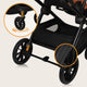 Carucior 3 in 1, Lionelo, Layla, Pana la 22 kg, Cadru aluminiu, Cu landou intarit si salteluta din spuma AirDots, Cu scoica auto testata ADAC, Reversibil, Cu ventilatie 3D, Cu accesorii, EN1888-1, EN1888-2, EN1466, Maro