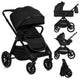 Carucior 3 in 1, Lionelo, Layla, Pana la 22 kg, Cadru aluminiu, Cu landou intarit si salteluta din spuma AirDots, Cu scoica auto testata ADAC, Reversibil, Cu ventilatie 3D, Cu accesorii, EN1888-1, EN1888-2, EN1466, Negru