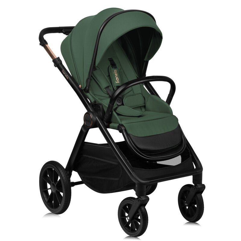 Carucior 3 in 1, Lionelo, Layla, Pana la 22 kg, Cadru aluminiu, Cu landou intarit si salteluta din spuma AirDots, Cu scoica auto testata ADAC, Reversibil, Cu ventilatie 3D, Cu accesorii, EN1888-1, EN1888-2, EN1466, Verde