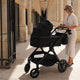 Carucior 3 in 1, Lionelo, Layla, Pana la 22 kg, Cadru aluminiu, Cu landou intarit si salteluta din spuma AirDots, Cu scoica auto testata ADAC, Reversibil, Cu ventilatie 3D, Cu accesorii, EN1888-1, EN1888-2, EN1466, Negru