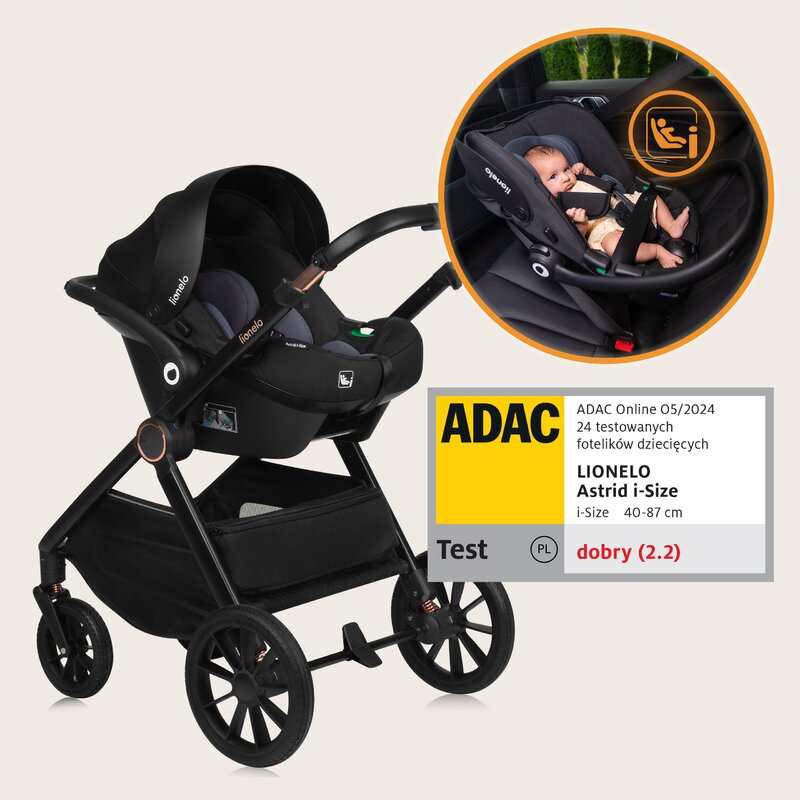 Carucior 3 in 1, Lionelo, Layla, Pana la 22 kg, Cadru aluminiu, Cu landou intarit si salteluta din spuma AirDots, Cu scoica auto testata ADAC, Reversibil, Cu ventilatie 3D, Cu accesorii, EN1888-1, EN1888-2, EN1466, Verde