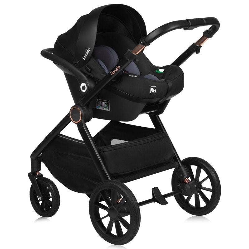 Carucior 3 in 1, Lionelo, Layla, Pana la 22 kg, Cadru aluminiu, Cu landou intarit si salteluta din spuma AirDots, Cu scoica auto testata ADAC, Reversibil, Cu ventilatie 3D, Cu accesorii, EN1888-1, EN1888-2, EN1466, Verde