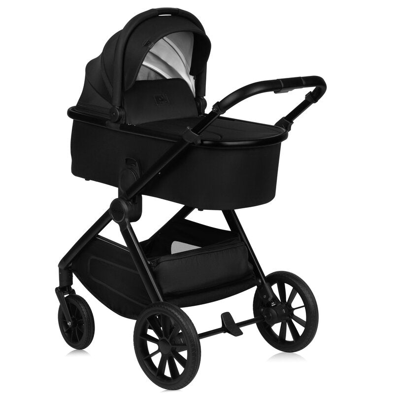 Carucior 3 in 1, Lionelo, Layla, Pana la 22 kg, Cadru aluminiu, Cu landou intarit si salteluta din spuma AirDots, Cu scoica auto testata ADAC, Reversibil, Cu ventilatie 3D, Cu accesorii, EN1888-1, EN1888-2, EN1466, Negru